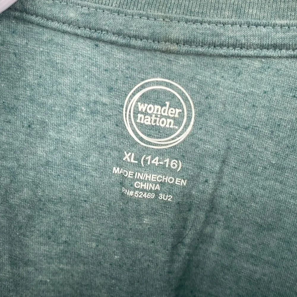 Wonder nation outfit girls green shirt & skort anything is possible XL 14/16
